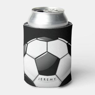Big Bold Soccer Ball Custom Name Can Cooler