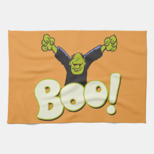 Big BOO - Frankenstein Monster Halloween Orange Tea Towel