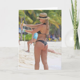 BIG BOOTY BUTT G-STRING BEACH GIRL BIRTHDAY CARD