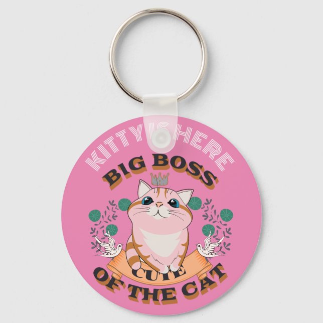 BIG BOSS CUTE CAT CUSTOMIZE PERSONALIZED NAME   KEY RING (Front)