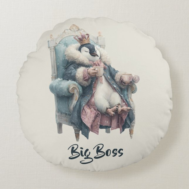 Big Boss Winter Penguin Design Round Cushion (Front)