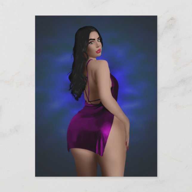 BIG BOTTOM BEAUTY BRUNETTE GIRL Postcards (Front)
