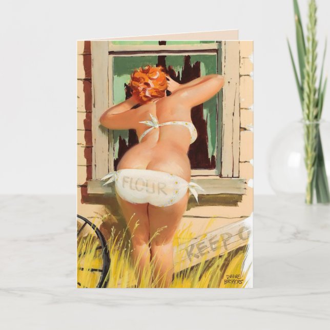 BIG BOTTOMED PINUP HILDA HELLO FUNNY CARDS (Front)