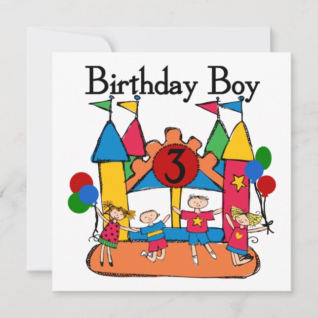 Big Bounce Boy 3rd Birthday T shirts and Gifts Card (Front)