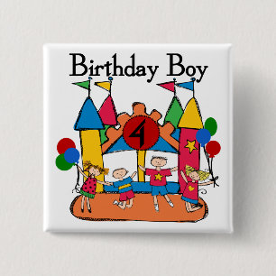 Big Bounce Boy 4th Birthday Tshirts and Gifts 15 Cm Square Badge