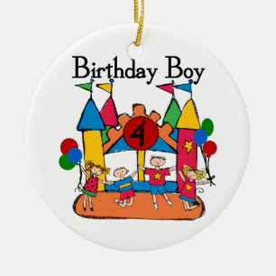 Big Bounce Boy 4th Birthday Tshirts and Gifts Ceramic Tree Decoration