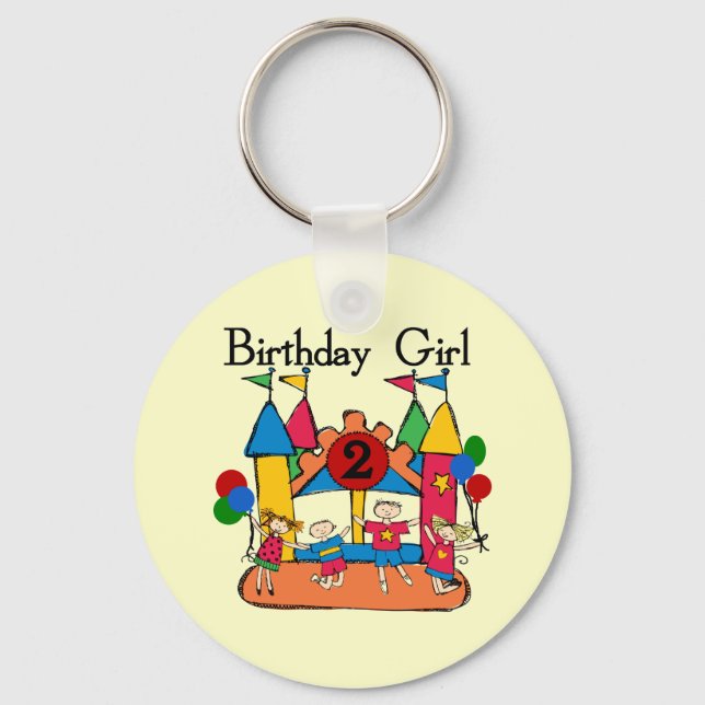 Big Bounce Girl 2nd Birthday Tshirts and Gifts Key Ring (Front)