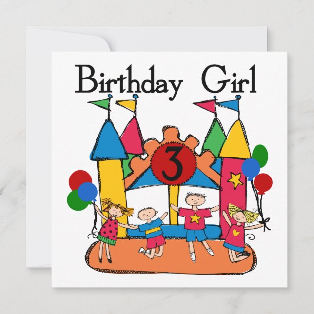 Big Bounce Girl 3rd Birthday Tshirts and Gifts Card (Front)