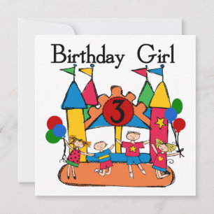 Big Bounce Girl 3rd Birthday Tshirts and Gifts Card