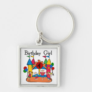 Big Bounce Girl 4th Birthday T-shirts and Gifts Key Ring