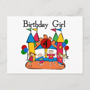 Big Bounce Girl 4th Birthday T-shirts and Gifts Postcard