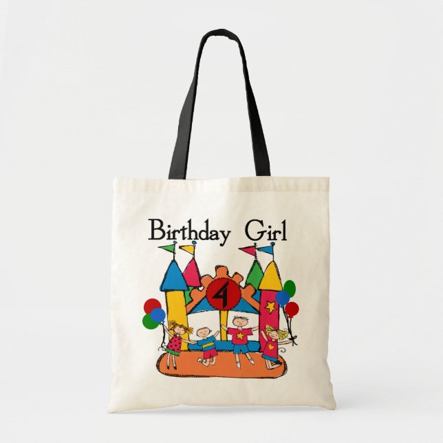 Big Bounce Girl 4th Birthday T-shirts and Gifts Tote Bag (Front)