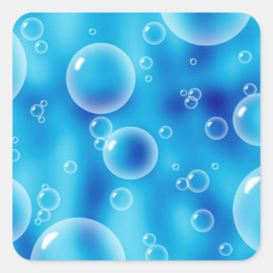 Big Bouncing Blue Bubbles Square Sticker