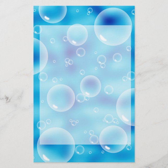 Big Bouncing Blue Bubbles Stationery (Front)