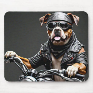Big Boxer Dog on Motorcycle Mouse Pad