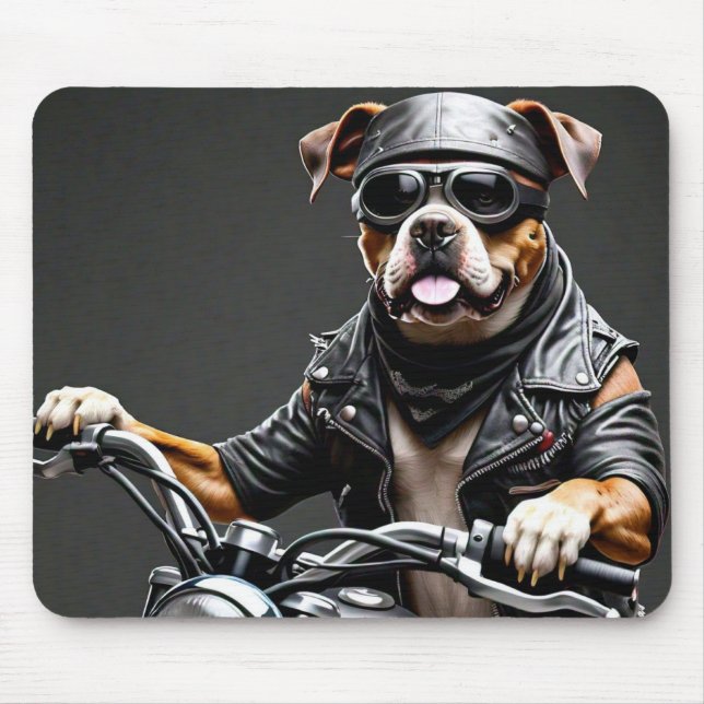 Big Boxer Dog on Motorcycle Mouse Pad (Front)