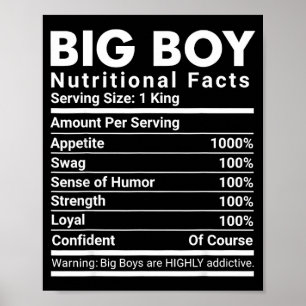 Big boy nutritional facts swag confident men poster