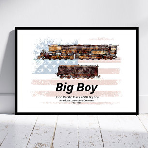 Big Boy Vintage Steam Train American Locomotive  Poster