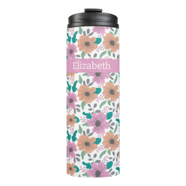 Big Bright Flowers Personalized Thermal Tumbler (Front)