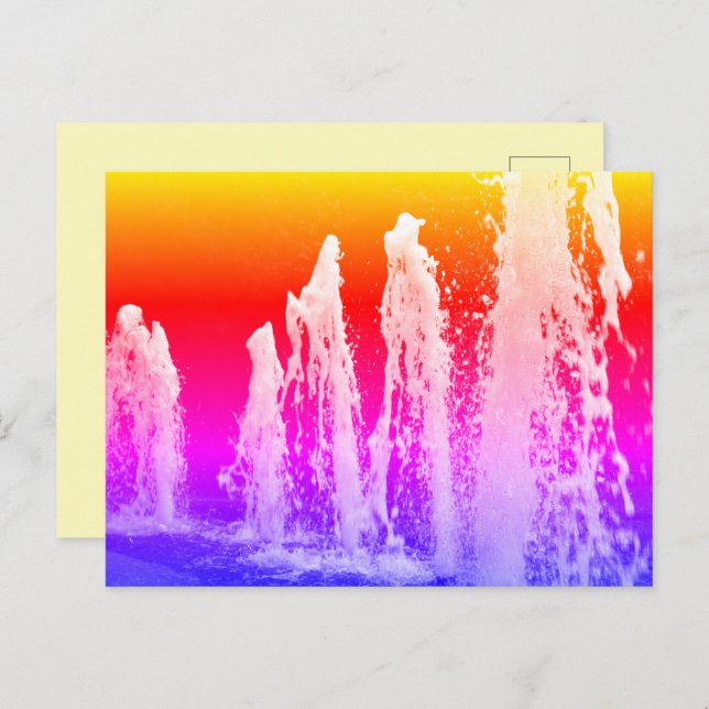 Big Bright Gushing Water Fountains Colourful Postcard (Front/Back)