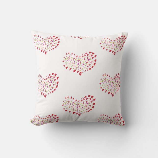Big Bright Red Hearts Love Cushion Pillow (Front)