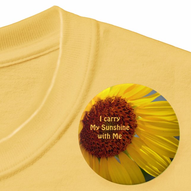 Big Bright Sunflower Positive Vibes Floral 7.5 Cm Round Badge (Creator Uploaded)