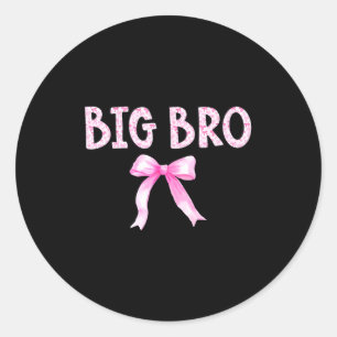 Big bro birthday squad matching coquette bow famil classic round sticker