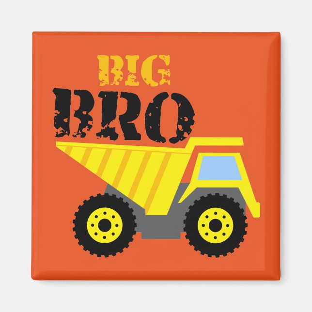 Big Bro Construction Yellow Dump Truck Magnet (Front)