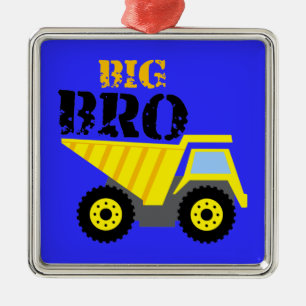 Big Bro Construction Yellow Dump Truck Metal Ornament