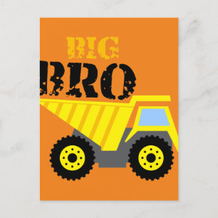 Big Bro Construction Yellow Dump Truck Postcard