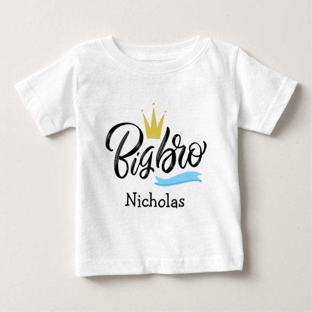 Big Bro Crown Personalised Baby T-Shirt (Front)
