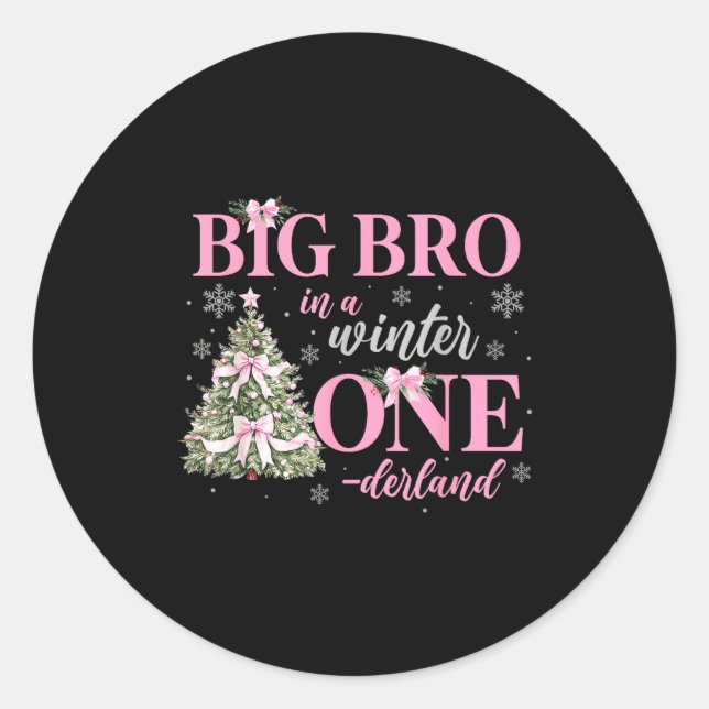 Big Bro In A Winter Onederland Birthday Girl Chris Classic Round Sticker (Front)