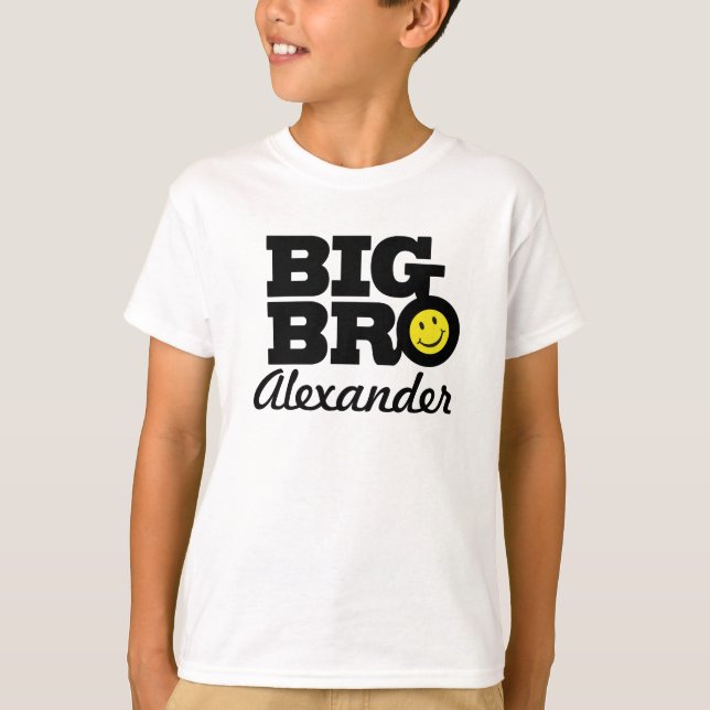 Big bro name black white and yellow kids t-shirt (Front)
