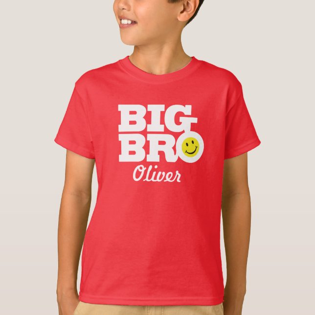 Big bro name white on red kids t-shirt (Front)