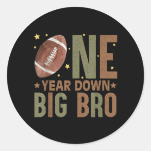 Big Bro Of The 1 Year Old Football Birthday Boy Classic Round Sticker