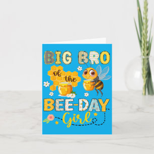 Big Bro Of The Bee-Day Girl Funny Bee Birthday Card