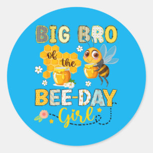 Big Bro Of The Bee-Day Girl Funny Bee Birthday Classic Round Sticker