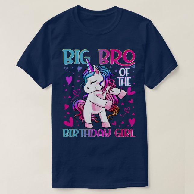Big Bro of the Birthday Girl Flossing Unicorn Big  T-Shirt (Design Front)
