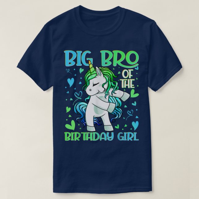 Big Bro of the Birthday Girl Flossing Unicorn Big  T-Shirt (Design Front)