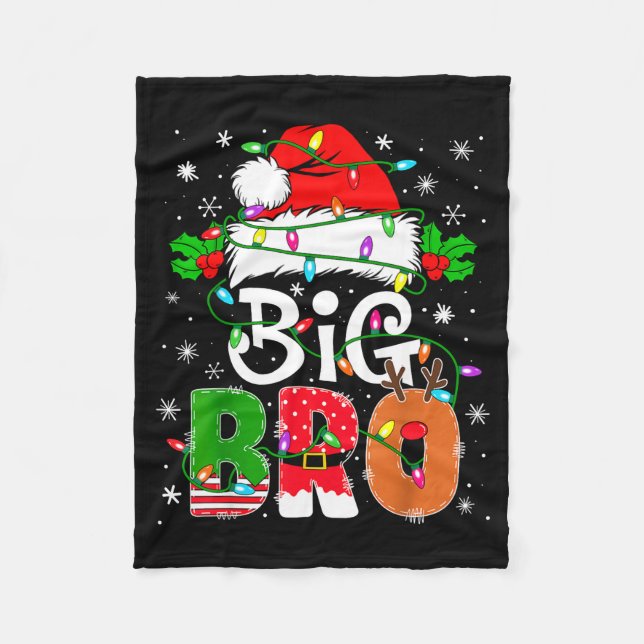 Big Bro Santa New Sibling Brother Announcement Xma Fleece Blanket (Front)