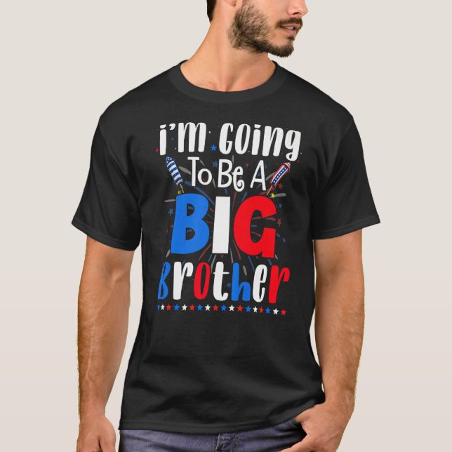 Big Brother 4th Of July Pregnancy Gender Reveal Fi T-Shirt (Front)