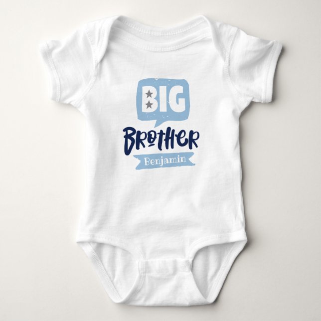 Big Brother Baby Announcement Name & Monogram Baby Baby Bodysuit (Front)