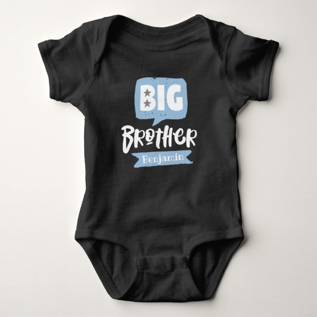 Big Brother Baby Announcement Name & Monogram Bodysuit (Front)