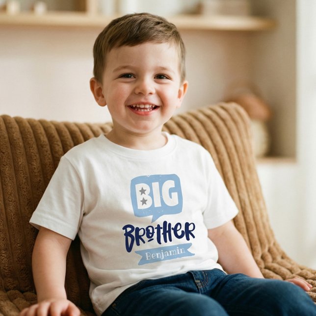 Big Brother Baby Announcement Name & Monogram Todd Toddler T-Shirt (Big Brother Baby Announcement Name & Monogram Todd Toddler T-shirt)