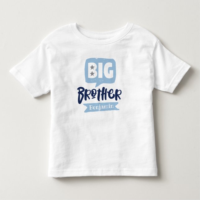 Big Brother Baby Announcement Name & Monogram Todd Toddler T-Shirt (Front)