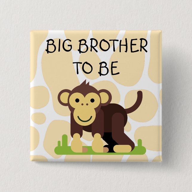 Big Brother Baby Shower Button with Monkey (Front)