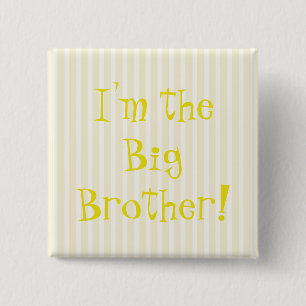 Big Brother Baby Shower Yellow Stripes 15 Cm Square Badge