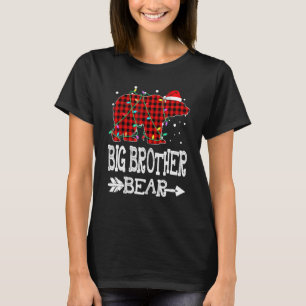 Big Brother Bear Christmas Pajama Red Plaid Buffal T-Shirt