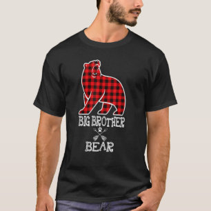 Big Brother Bear Christmas Pajama Red Plaid Buffal T-Shirt