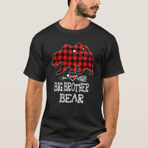Big Brother Bear Christmas Pajama Red Plaid Buffal T-Shirt